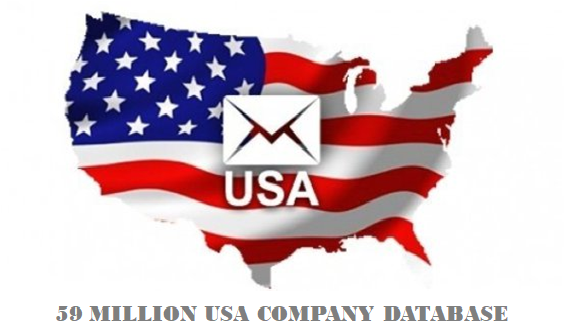 This image shows a United States flag with a mail logo superimposed on it, to represent the 59 million US company database email database that Global BizData provides.