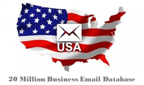 This image shows a United States flag with a mail logo superimposed on it, to represent the 20 million US email database that GlobalBizData provides.